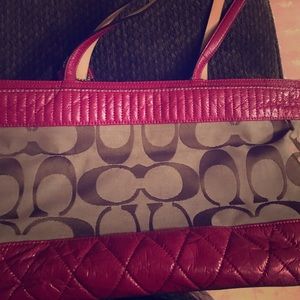Pink tan coach purse